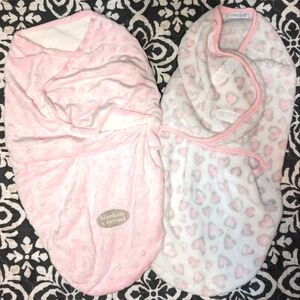 2 Velcro White & Pink Sleep Sacks